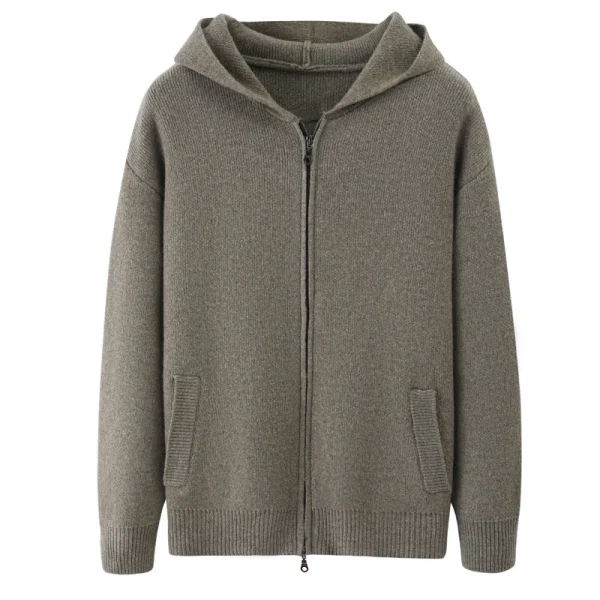 سترة رجالية جديدة بـ 5 ألوان 100% سترة صوف ميرينو، الخريف والشتاء محبوك سترة رجال الأعمال غير الرسمية بأكمام طويلة بقلنسوة