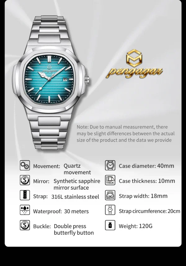 2026 جديد فاخر العسكرية رجل ساعة مربع مقاوم للماء مضيئة تاريخ الأسبوع الرجال ساعة الفولاذ المقاوم للصدأ الكوارتز ساعات رجالية Reloj + صندوق