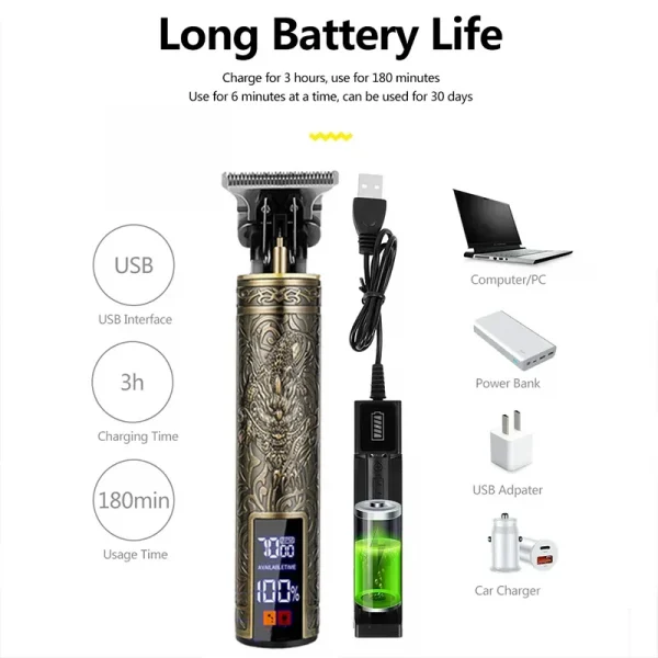 ماكينة قص الشعر المحمولة بمنفذ USB للشحن السريع تقترب من الصفر، ماكينة حلاقة كهربائية للرجال