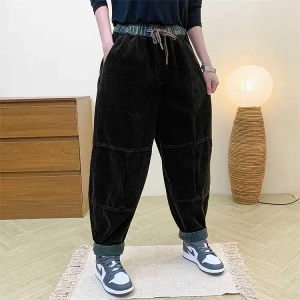 Amax LuluE الخريف الكورية تصميم المرأة فضفاض سروال قصير حريم السيدات عادية كلاسيكية خمر موضة مرونة الخصر بنطلون