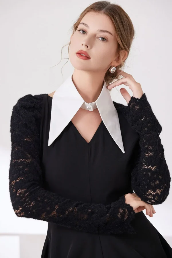 الجديد الأكثر مبيعاً بسيط بلون واحد يناسب الجميع، ياقة وهمية مزيفة، قميص إبداعي، ياقة مزيفة، شخصية