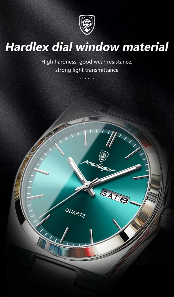 POEDAGAR ساعات رجالية فاخرة مقاوم للماء مضيئة تاريخ الأسبوع الرجال ساعة الفولاذ المقاوم للصدأ عادية موضة كوارتز رجل ساعة اليد Reloj