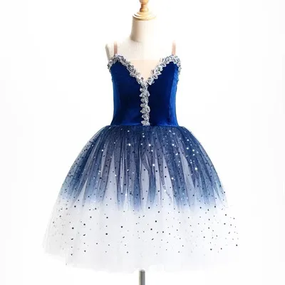 توتو احترافي طويل رومانسي على شكل زهرة حمالة باليه بحيرة البجع باليه للسيدات والأطفال والبنات زي باليه خرافي للسيدات