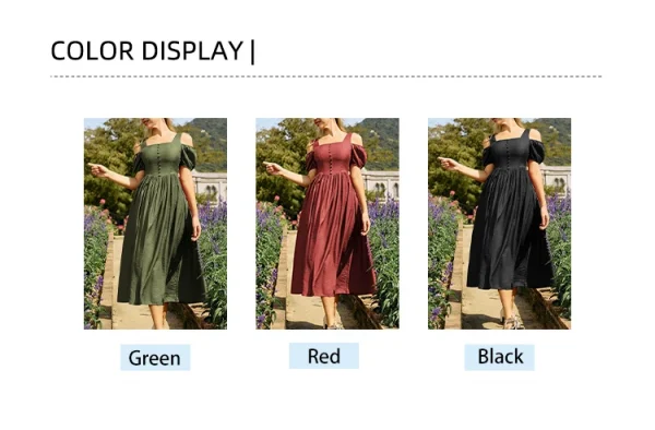 فستان نسائي صيفي متوسط ​​الطول من عصر النهضة بدون أكمام على شكل قلب ورباط