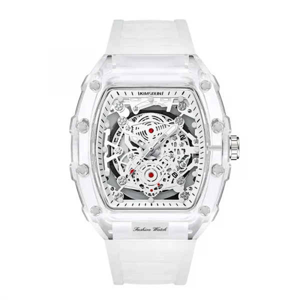 UTHAI BK134 ساعة رجالية عصرية على شكل برميل شفافة مقاومة للماء ساعة كوارتز ساعة رياضية ساعات هدية للرجل