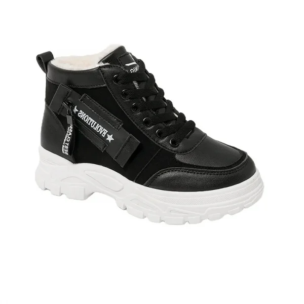 أحذية كاجوال فائقة النعومة، أحذية أبي سميكة القاع، أحذية منصة عالية الارتفاع، أحذية عصرية للشتاء الدافئ بنمط جديد للنساء