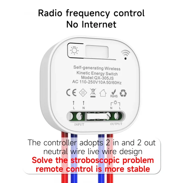 QX-305 Gray Self-powered wireless Remote Control Light Switch RF433Mhz 1/2 way Electric Switch