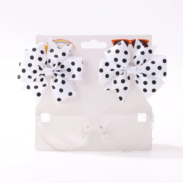 3 قطعة/الحزمة الصلبة نقطة فيونكات شعر كليب الفتيات بوتيك Bowknot مقاطع الشعر الاطفال الملونة القلب نظارات شمسية الأطفال إكسسوارات الشعر