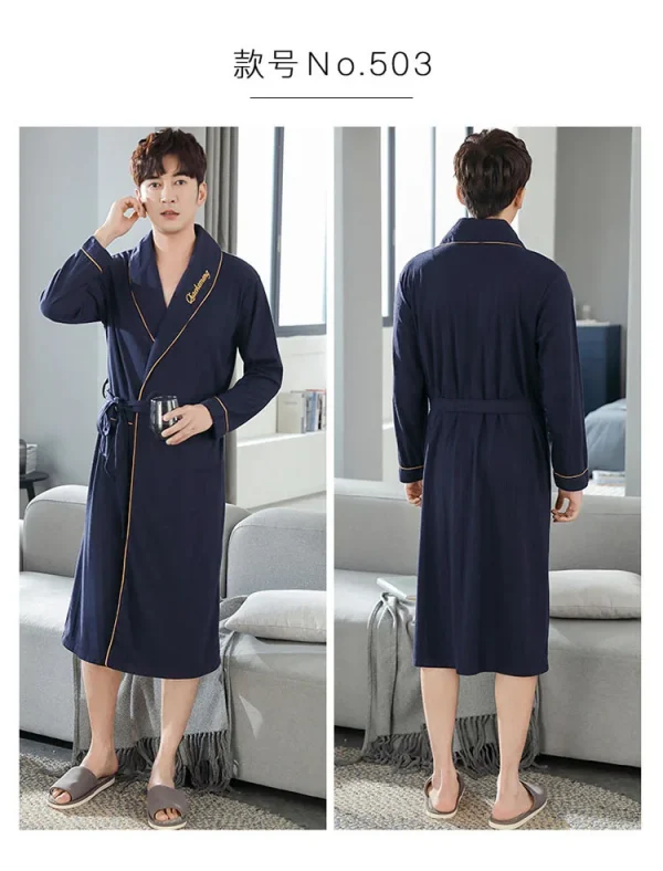 رداء حمام منقوش غير رسمي رجل ربيع الخريف القطن رداء ملابس خاصة طويلة الأكمام كيمونو الذكور الخامس الرقبة الملابس الداخلية الحميمة سبا Robes L-4XL