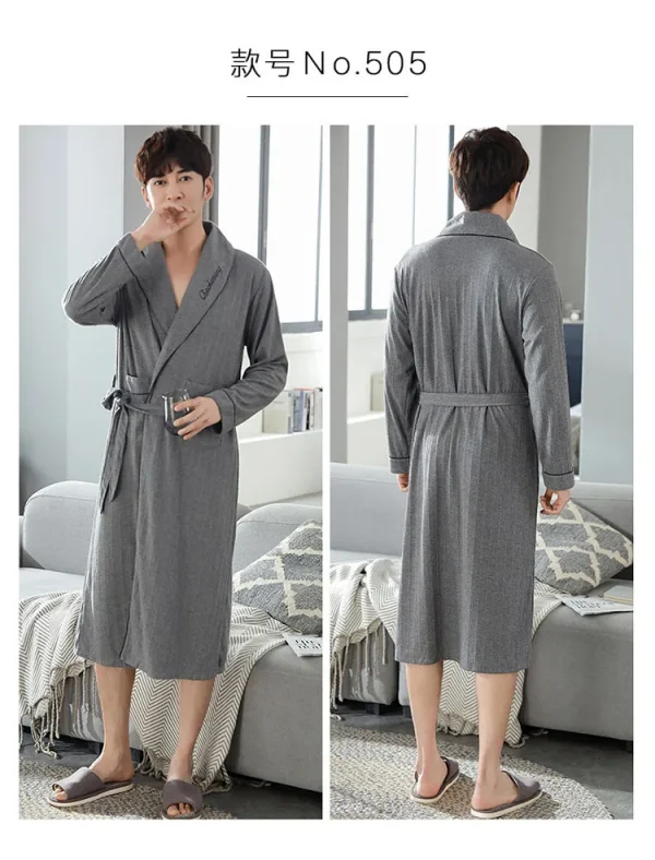 رداء حمام منقوش غير رسمي رجل ربيع الخريف القطن رداء ملابس خاصة طويلة الأكمام كيمونو الذكور الخامس الرقبة الملابس الداخلية الحميمة سبا Robes L-4XL