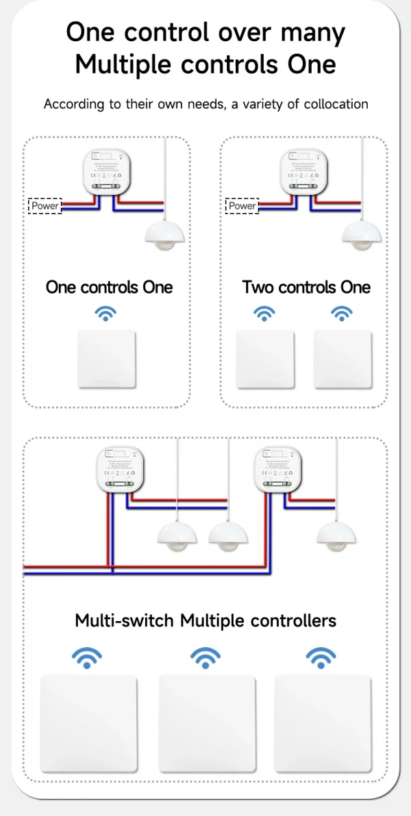 QX-305 Gray Self-powered wireless Remote Control Light Switch RF433Mhz 1/2 way Electric Switch
