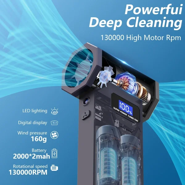 جديد P70 منفاخ الهواء 110000 دورة في الدقيقة 4 والعتاد قابل للتعديل توربو منفاخ طائرة مع مصباح ليد بطارية عرض اللاسلكي منفضة الهواء المضغوط