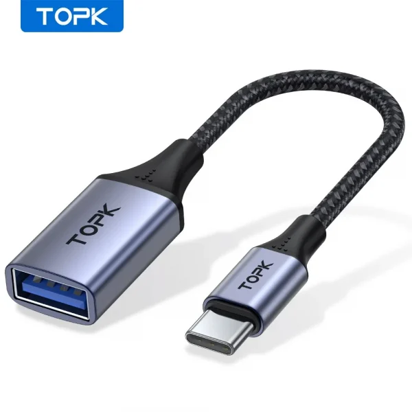 TOPK USB C إلى USB A Dapter OTG كابل نوع C ذكر إلى USB 3.0 2.0 أنثى كابل لمحول ماك بوك برو سامسونج نوع C
