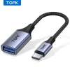 TOPK USB C إلى USB A Dapter OTG كابل نوع C ذكر إلى USB 3.0 2.0 أنثى كابل لمحول ماك بوك برو سامسونج نوع C