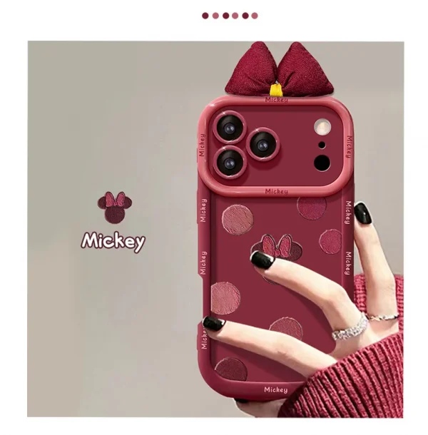 حافظة هاتف ميكي ماوس بولكا دوت بو 2024 السنة الجديدة متوافقة مع آيفون 15 برو ماكس آيفون 16 غطاء حماية من السيليكون