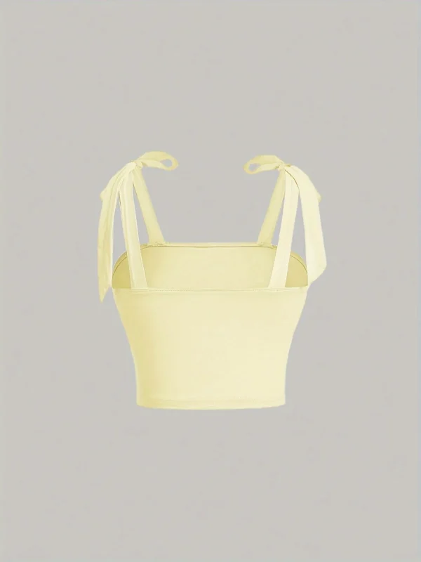 Solid Tie Shoulder Ruched Wide Strap Slim Fit Crop Top for Women Summer 2025 Y2K Clothes Pink Backless Cami Top Streetwear