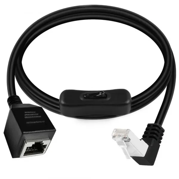 Ethernets Extension Cord CAT6e RJ45 Extension Cord with On Off Switchs Male to Female/90Degree RJ 45 8p8c Networks Cable 0.6m 1m