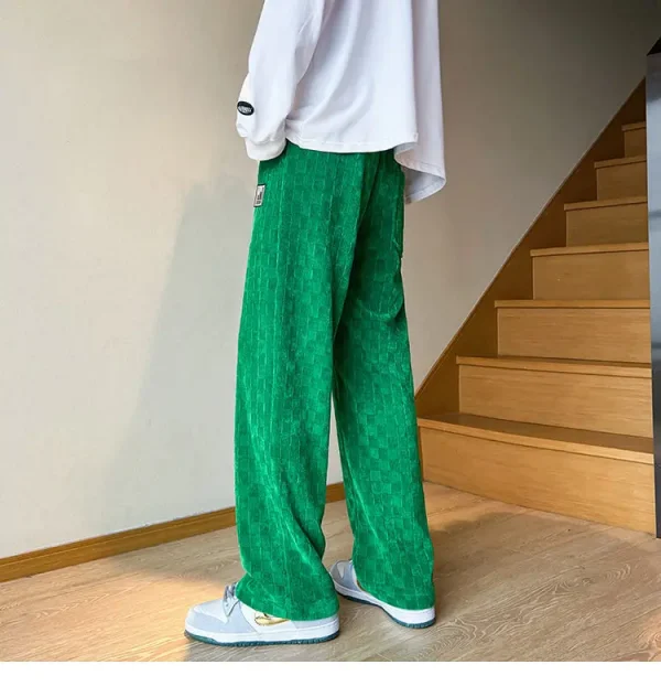 الخريف سراويل تقليدية الرجال موضة مستقيم منقوشة السراويل الرجال الشارع الشهير الهيب هوب فضفاض بنطال ذو قصة أرجل واسعة رجالي Vintage بنطلون M-3XL