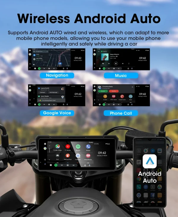 جانسايت محمول 8.1 بوصة IP67 مقاوم للماء للدراجات النارية 4K DVR نظام تحديد المواقع والملاحة اللاسلكية Carplay أندرويد السيارات موتو مسجل مراقب