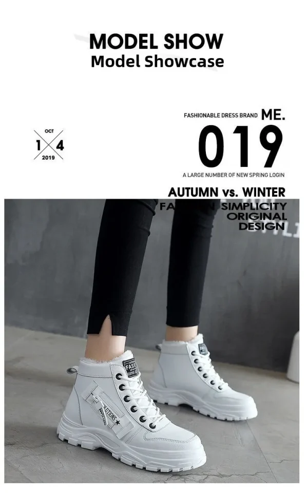 أحذية رياضية نسائية شتوية برباط للكاحل أحذية نسائية بكعب مسطح أحذية تشيلسي أو أنبوب لمواسم الخريف والربيع