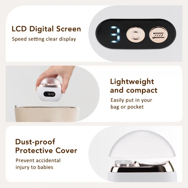 ماكينة قص أظافر كهربائية أوتوماتيكية، 2 في 1 قاطعة أظافر أوتوماتيكية ومطحنة تلميع للأطفال والكبار، ماكينة تشذيب أظافر 3 سرعات