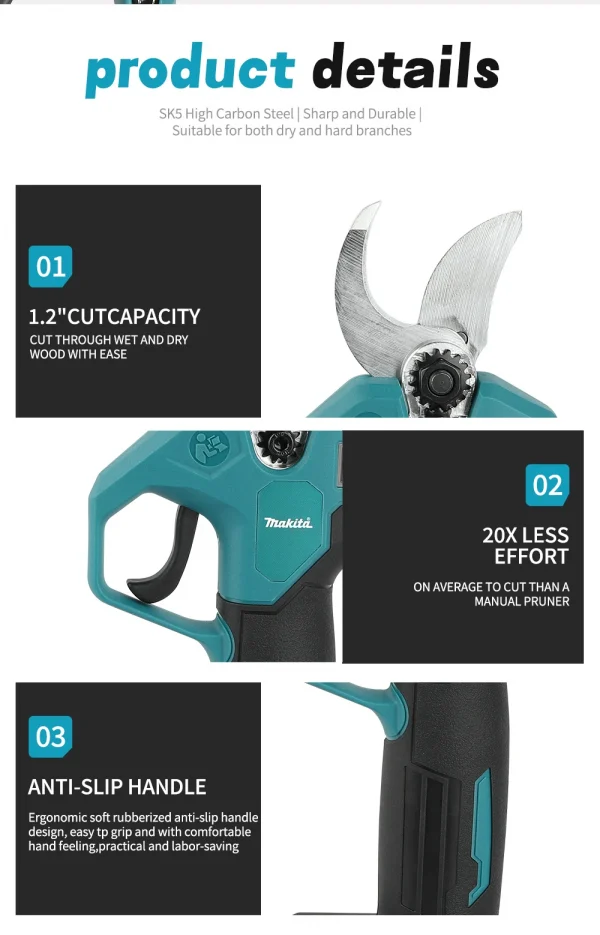 ماكيتا 45 مللي متر اللاسلكي فرش الكهربائية تشذيب القص شجرة بونساي المقلم فروع القاطع أداة السلطة لبطارية ماكيتا 18 فولت