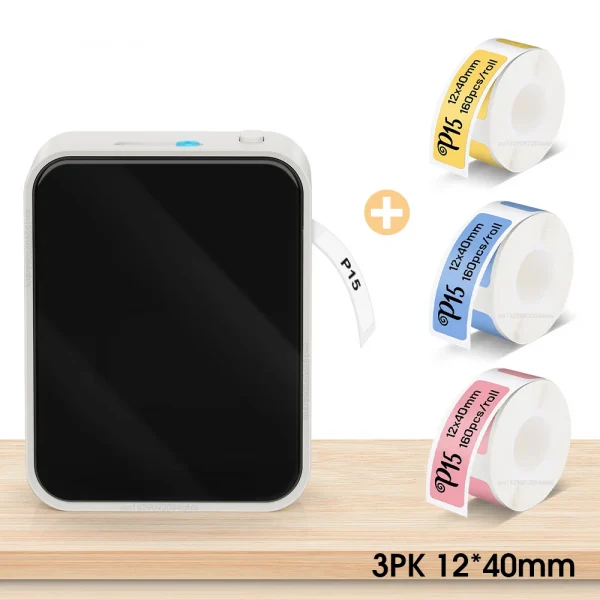 سماعة لاسلكية تعمل بالبلوتوث طابعة ملصقات طابعة حرارية محمولة Marklife P15 آلة وضع العلامات بدون حبر صانع الملصقات الصغيرة P15 ملصق