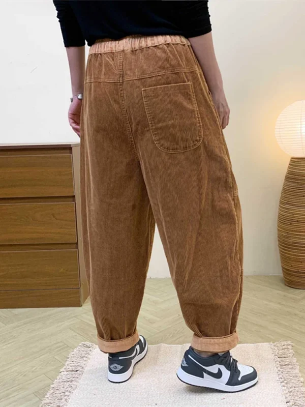 Amax LuluE الخريف الكورية تصميم المرأة فضفاض سروال قصير حريم السيدات عادية كلاسيكية خمر موضة مرونة الخصر بنطلون