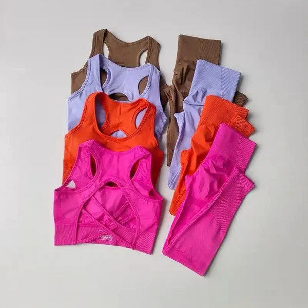 2PCS الرياضة الصدرية المرأة مجموعة المهنية اللياقة البدنية تانك الأعلى الصدرية للصدمات تشغيل طماق ملابس اليوغا جميلة الظهر الصدرية الملابس