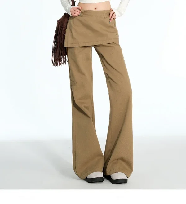 2025 ربيع الخريف حجم كبير الرجعية وهمية قطعتين ضرطة الستار الجينز مايكرو سحب البضائع التخسيس مستقيم مكدسة واسعة الساق السراويل