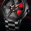 VA VA VOOM Sports Car Watch Fashionable Rotating Dial Stainless Steel Strap 3Bar Waterproof Quartz Movement Watches reloj hombre