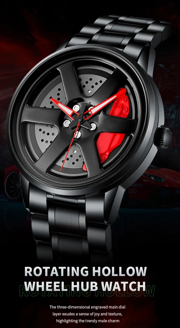 VA VA VOOM Sports Car Watch Fashionable Rotating Dial Stainless Steel Strap 3Bar Waterproof Quartz Movement Watches reloj hombre