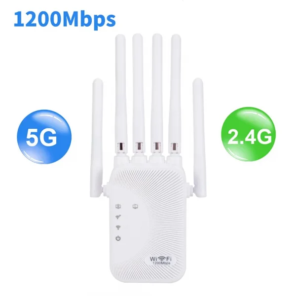 Kebidumei 1200/300Mbps واي فاي مكرر مكبر للصوت 2.4G 5G شبكة المتوسع المدى موسع إشارة WiFi الداعم لاسلكي واي فاي راوتر