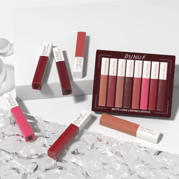 6 قطعة/8 قطعة طقم ملمع شفاه يدوم طويلاً بلون غير لامع شفاه بلاستيكية ثلاثية الأبعاد مقاومة للماء ومضادة للعرق طقم أحمر شفاه غير لاصق