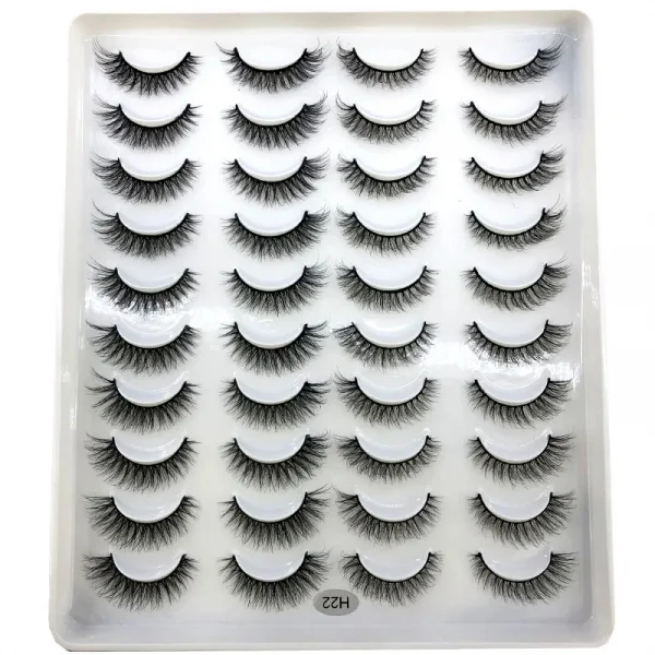 20 زوجًا من رموش المنك الصناعية ثلاثية الأبعاد رموش صناعية طبيعية درامية رقيق ناعمة حجم متقاطع أدوات تجميل للرموش قابلة لإعادة الاستخدام