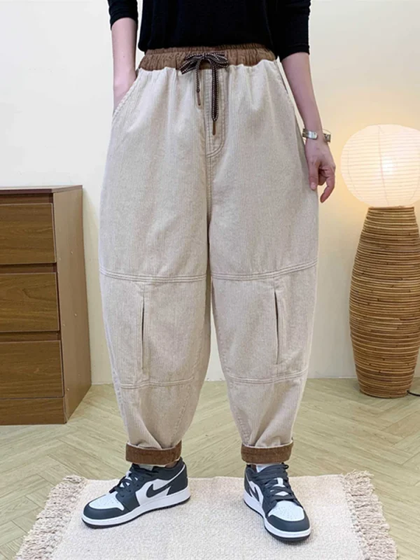 Amax LuluE الخريف الكورية تصميم المرأة فضفاض سروال قصير حريم السيدات عادية كلاسيكية خمر موضة مرونة الخصر بنطلون