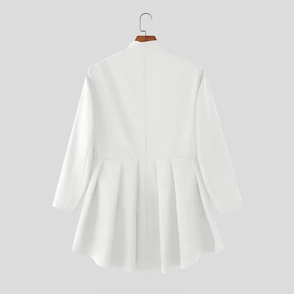 INCERUN Men Irregular Blazer V Neck Long Sleeve Ruffle One Button Male Suit Streetwear Pleated Fashion Casual Thin Coats Blazer