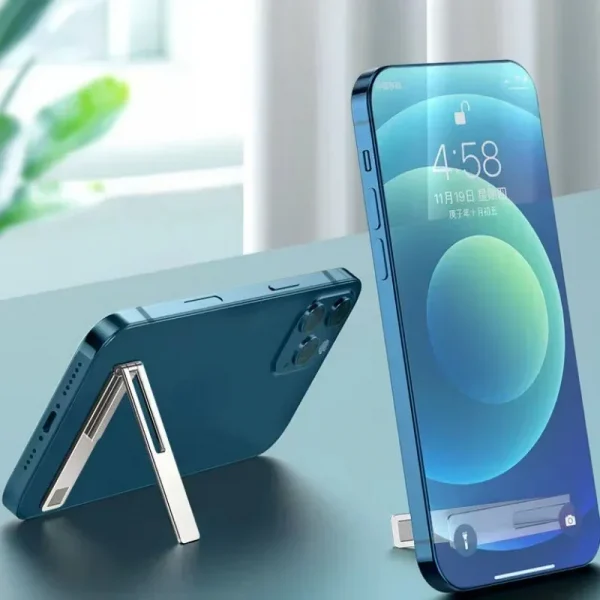 حامل هاتف محمول مغناطيسي رفيع للغاية وقابل للطي، حامل هاتف محمول من سبيكة معدنية لسطح المكتب ومسند دعم عالمي للهاتف