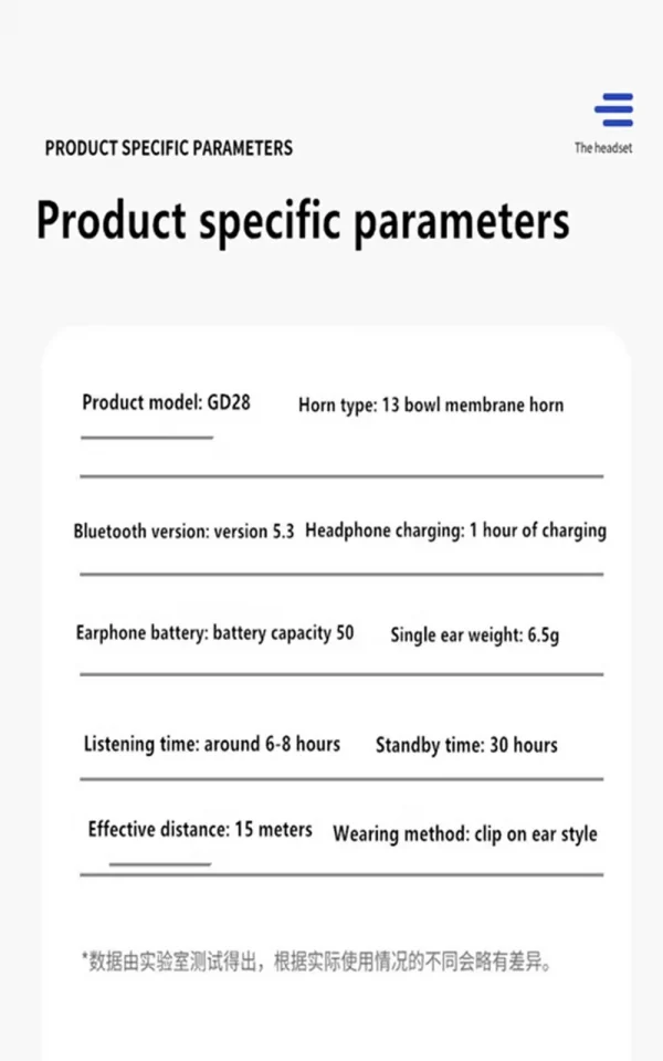 سماعة بلوتوث مشبك على الأذنين الأذنين ستيريو العظام التوصيل Gd28 الأعمال اللاسلكية سماعة أذن صغيرة Tws