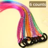 6 قطع من ربطات الشعر المستعار الجميلة ذات النمط البوهيمي متعددة الألوان مناسبة للفتيات