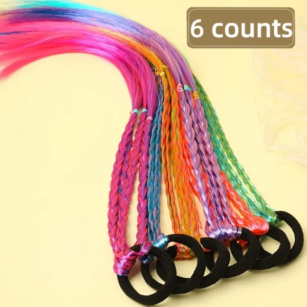 6 قطع من ربطات الشعر المستعار الجميلة ذات النمط البوهيمي متعددة الألوان مناسبة للفتيات