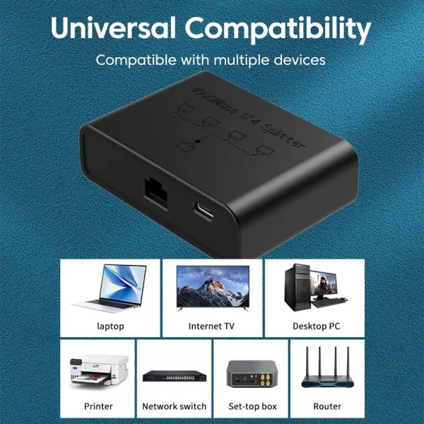 VIKEFON 5-port جيجابت جهاز سويتش للشبكات إيثرنت RJ45 منفذ الشبكة كابل اتصال التبديل شبكة الفاصل كابل المتوسع