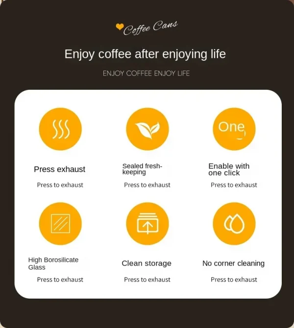 وعاء قهوة بغطاء أسود متعدد السعة، وعاء تخزين يدوي مقاوم للرطوبة، إبريق شاي زجاجي للمطبخ، وعاء تخزين حبوب القهوة، جرة محكمة الغلق