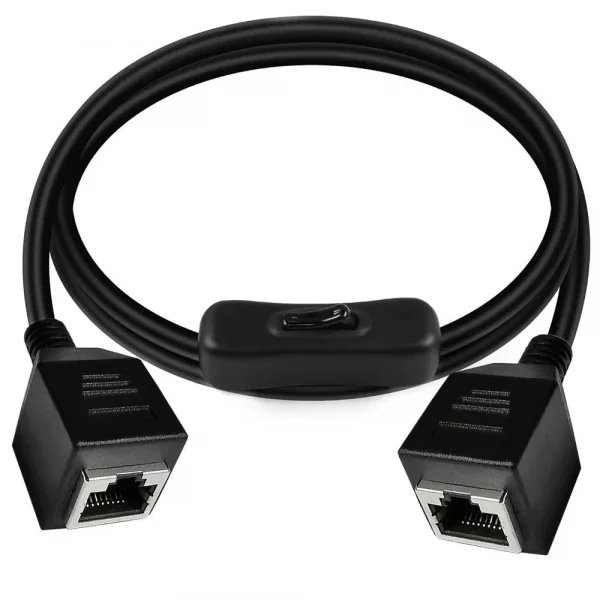 Ethernets Extension Cord CAT6e RJ45 Extension Cord with On Off Switchs Male to Female/90Degree RJ 45 8p8c Networks Cable 0.6m 1m