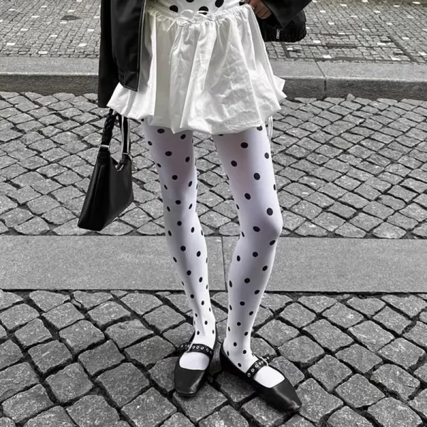 Kave خمر الأسود البولكا نقطة الأبيض جوارب طويلة المرأة الجوارب الشفافة Y2k الفتيات مثير تحطم الجوارب التخسيس طماق مرونة الجورب