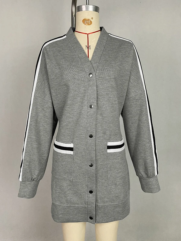 سترة غير رسمية بأكمام راجلان من Krisstargirls للنساء لربيع وخريف 2025 بأكمام طويلة وفتحة رقبة على شكل V ملابس رياضية خارجية غير رسمية