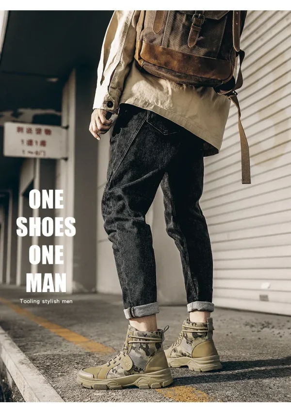 🔹 حذاء عسكري رجالي عالي التمويه