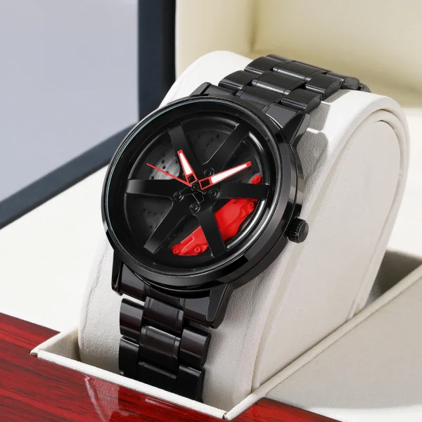 VA VA VOOM Sports Car Watch Fashionable Rotating Dial Stainless Steel Strap 3Bar Waterproof Quartz Movement Watches reloj hombre