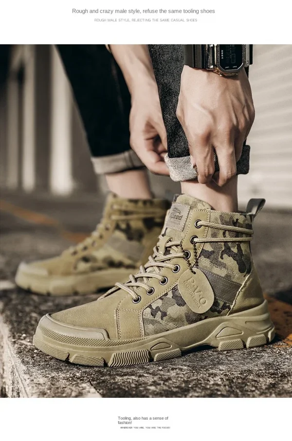 🔹 حذاء عسكري رجالي عالي التمويه