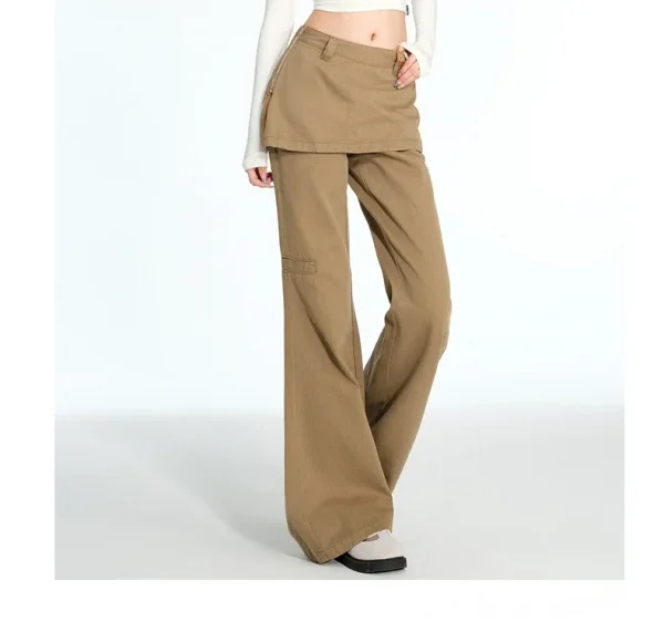 2025 ربيع الخريف حجم كبير الرجعية وهمية قطعتين ضرطة الستار الجينز مايكرو سحب البضائع التخسيس مستقيم مكدسة واسعة الساق السراويل